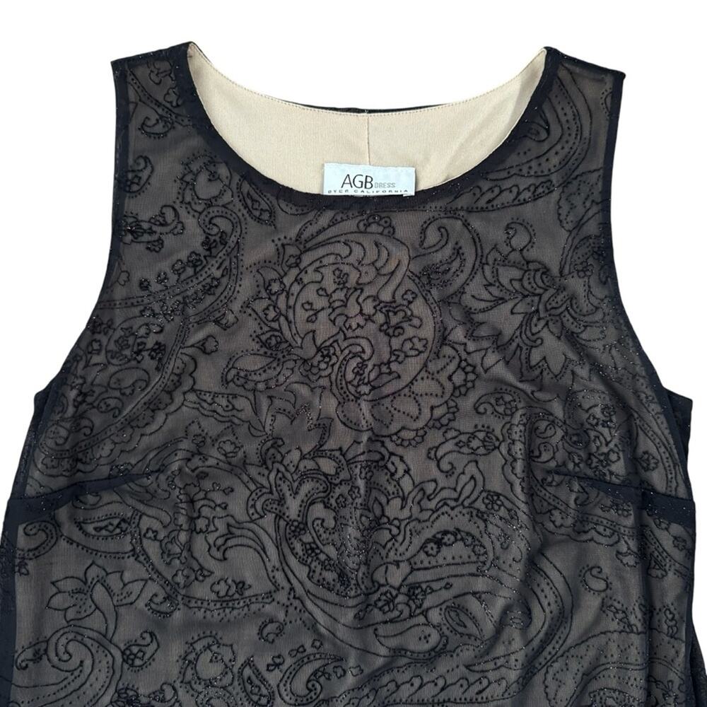 Vintage AGB Black Sleeveless Dress fairycore goth sheer overlay sz 6 made in USA